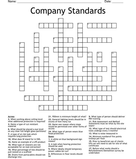 established standard crossword|established standards.